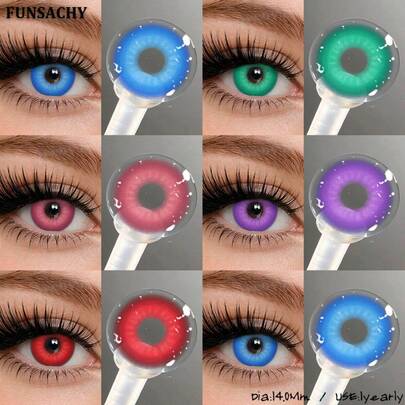 EYESHARE 1 Pair Of 14.0mm Annual Disposable , Available In Natural Brown/Blue/Grey/Green, Soft And Comfortable, Suitable For Everyday Wear.