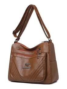 Dedoo Túi đeo chéo chất liệu mềm mại dành cho phụ nữ trung niên, mẫu túi đeo vai thời trang xuân/thu mới. - màu nâu - Xem 5