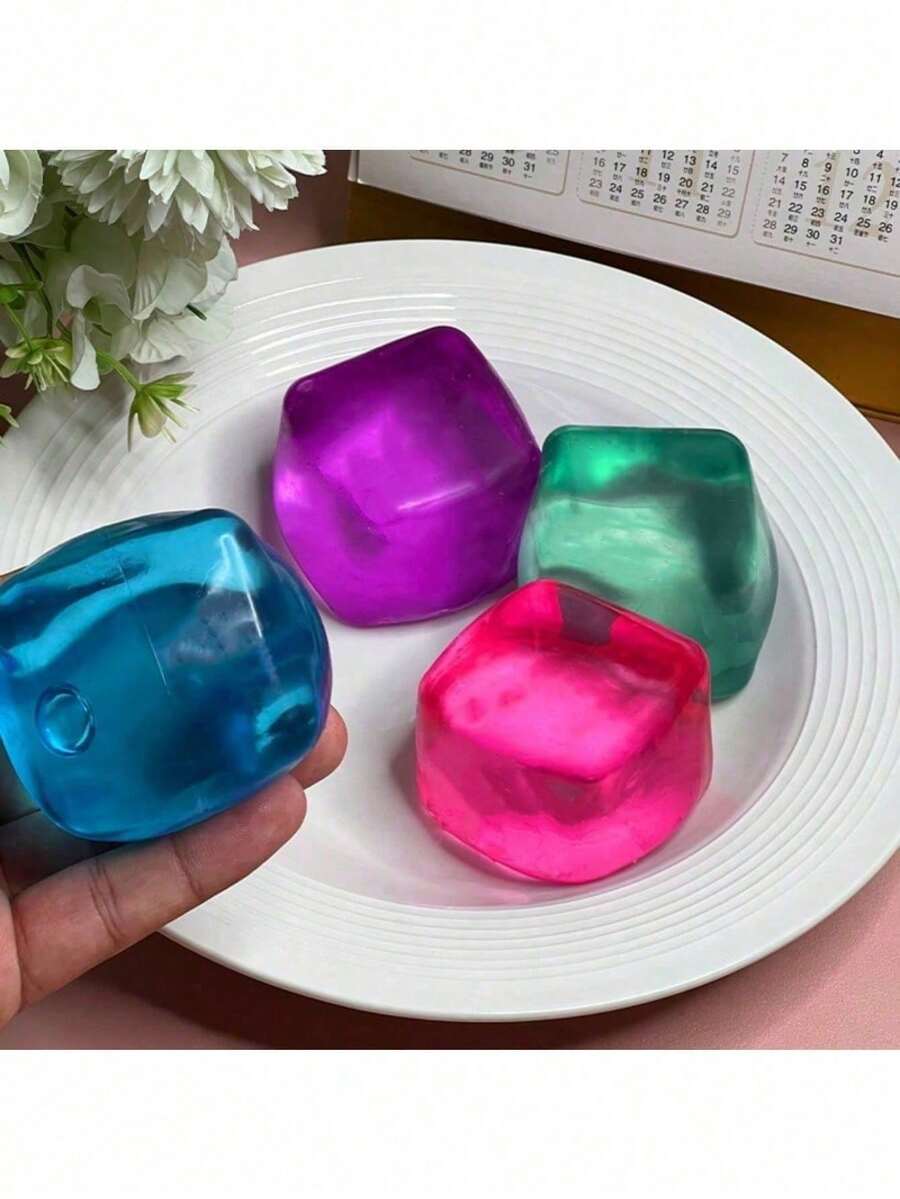 1 Pack 1/2/4pcs Slow Rising Cube Mochi Squishy Stress Ball, Suitable For Relieving Stress, Soft And Plush - Random Color - View 1
