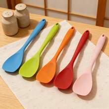 10.75" Heat Resistant Silicone Spatula Spoon Set, Soft Scraper Spoon For Mixing, Stirring, Scraping, Non-Stick Cookware, Dishwasher (Blue/Orange/Red/Pink/Green), 2/4/6 Pcs - View 9