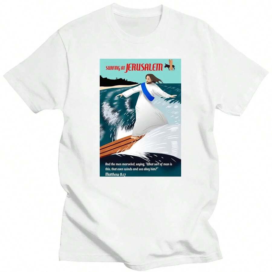 Vintage T Shirts Funny Jesus Play Basketball T-Shirt Christian Faith Tee Women Men Religion Tops Religious Easter Clothing Men's Clothing Best Gift, Patterned Short Sleeve T-Shirt Graphic T Shirt - Trắng 3 - Xem 1