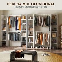 Perchero para Ropa, Armario armable para Ropa,Armario para Ropa con Dos Filas de Compartimentos de Almacenamiento,155 x 30 x 181 cm (Blanco) - Negro - Ver 6