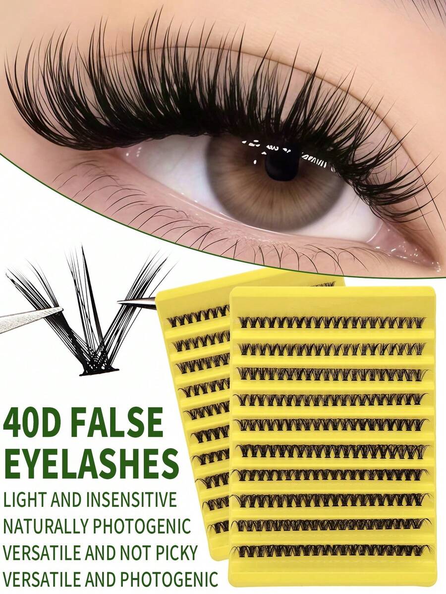 200Pcs D Curl Individual Cluster Lashes 8-16mm Segmented Individual False Eyelashes DIY Spikes Individual Eyelash Extensions - D - View 1