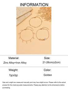 3pcs Fashionable Hollow Infinity Heart Rhinestone Pendant Necklace Anklet Set, Versatile Daily Wear For Teenagers - Gold - View 6