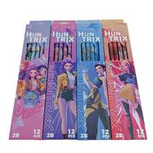 12支装KPOP卡通女巫组合极简设计木质铅笔，带橡皮擦，适合学生和幼儿园使用 - 彩色 - 查看 5