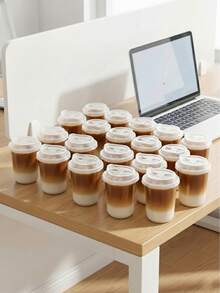 20 Count 16oz Disposable Thickened PET Coffee Cups, Heat-Resistant, Leak-Proof, Flip-To-Drink Design, The Preferred Choice For Coffee Enthusiasts - White - View 5