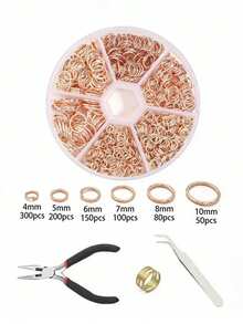 1 Box Multi-Size DIY Jewelry Earring Accessories - 4/5/6/7/8/10mm Single Loop Rings, Jewelry Making Tools Pliers, Jump Rings, Iron Rings, Decorative Rings, Open Rings, Earring Chains, Material Box Set, For Jewelry Making, Jump Rings - 6 Types Of Jump Ring Set - View 5