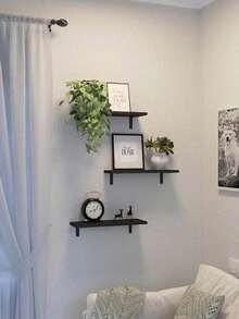Hanging Storage Rack, Retro Wooden Wall Mounted Shelves, Suitable For Bathroom, Bedroom, Living Room And Plant Placement - Multicolor - View 6