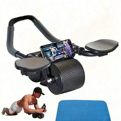 1 件男女通用腹肌滚轮（带垫子），自回弹腹轮带肘垫，用于核心力量训练、脂肪燃烧、腹部瘦身、健身、健身房、运动、健身房、家庭锻炼、腹肌轮、腹肌滚轮