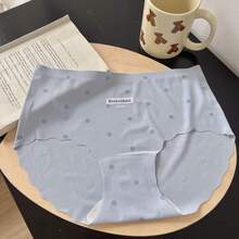 Summer Letter Print Sweet Cream Polka Dot Cute Girl Seamless Ice Silk Panties With Pure Cotton Crotch Women's Briefs - xám xanh - Xem 12