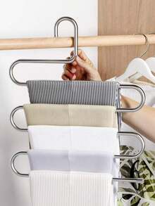 Percha en forma de S multifuncional de acero inoxidable y estante para pantalones, organizador de pinzas para pantalones antideslizante mágico - Ver 3