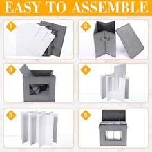 Norme - Paquete de 3 cajas de almacenamiento para copas de vino con divisores 12 compartimentos caja de almacenamiento de vajilla de champaña con mango de tapa ventana organizador de contenedores - Gris - Ver 6