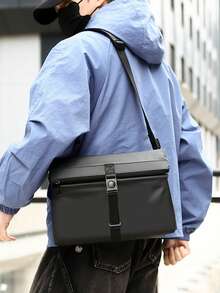 Functional Style Messenger Bag, Men's Casual Shoulder Bag, Large Capacity Commuter Crossbody Bag - Multicolor - View 12