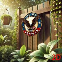 CIFbuy Vintage Metal  8x8 Inch Aluminum Tin Sign Patriotic Veteran Home Décor Wall Art For Man Cave Garage Pub Bar - 彩色 - 查看 4