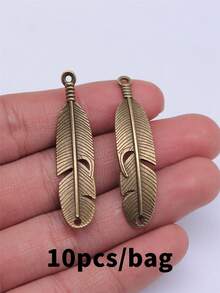 10 pièces Connecteurs de charme de plume 45x11mm pour la fabrication de bracelets, de colliers, de bijoux, d'artisanat fait main - Connecteur plume - Voir 12