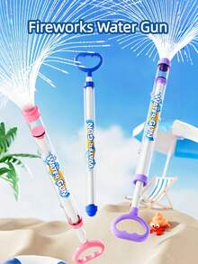 3 piezas Juguetes de pistola de agua con forma de fuegos artificiales de alta presión y de extracción, juguetes de pistola de agua portátiles adecuados para parejas y niños para usar en la piscina, la playa, el patio trasero y otras actividades acuáticas al aire libre en verano - Multicolor - Ver 2