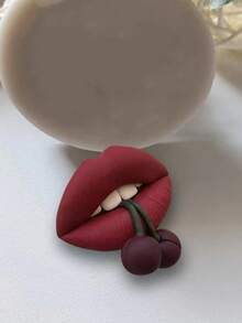 1pc Cherry Lip Shaped Silicone Mold, DIY Valentine's Day Mold - Pink - View 2