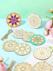 Miếng lót ly bằng gỗ vẽ tay hình Mandala, khối gỗ chưa hoàn thiện, giao hàng ngẫu nhiên, thích hợp cho giải trí tại nhà, thủ công mỹ nghệ, quà tân gia, quà sinh nhật và các buổi họp mặt gia đình - Đồ trang trí nhà cửa và phòng ăn chất lượng cao. - Nhiều màu - Xem 5