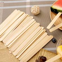 100pcs Handmade Ice Cream Stick Model, Ice Cream Popsicle Wooden Stick - Apricot - View 4