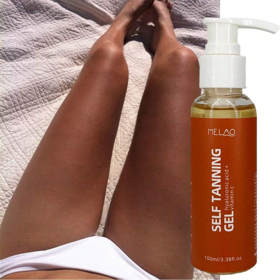 MELAO 自助美黑凝胶，蕴含玻尿酸和维生素 C，打造自然渐变美黑效果，保湿亮泽，适用于面部和身体，无痕自然古铜色，100毫升/3.38液盎司 - 100ML - 查看 1