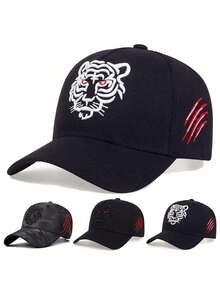 1pc Men's Tiger Embroidery Baseball Cap, Animal Pattern 5-Panel Adjustable Hat, Outdoor Sun Protection Casual Cap Suitable For Spring, Autumn, Travel, Beach, Party - Multicolor - View 10
