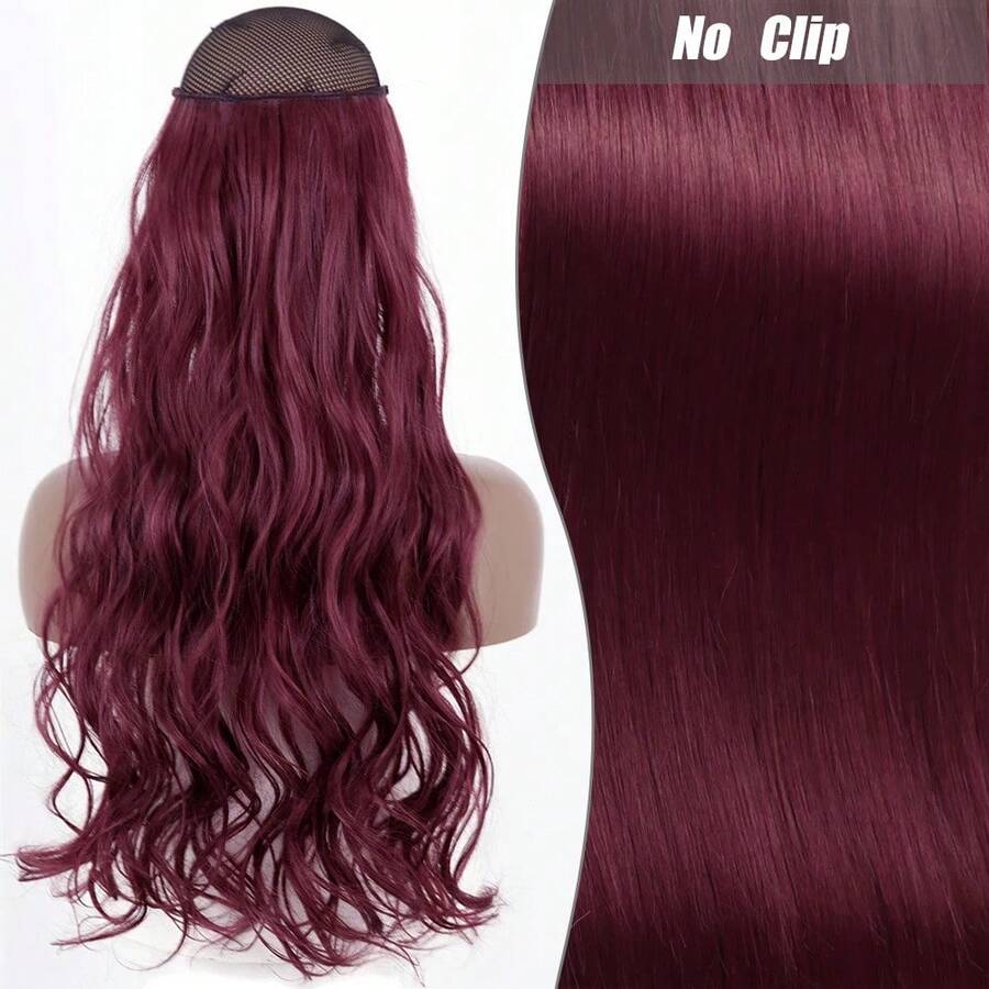Clip-In Natural Hair Extension, Long Straight Synthetic Hairpiece, Blonde, Black, Mixed Color, Fake Hairpiece For Women HKQE - 薄荷綠 - 查看 1