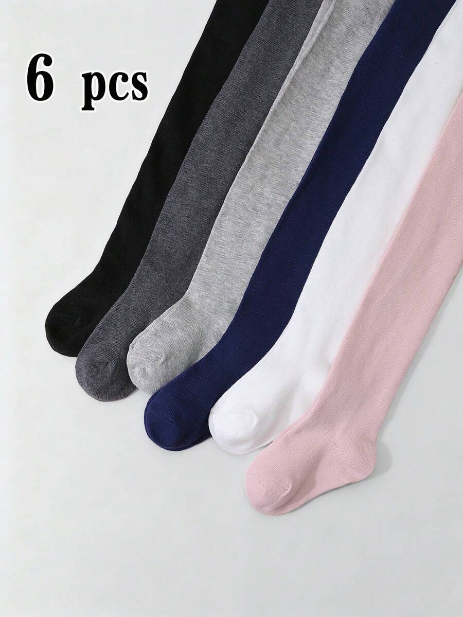 6条装女童纯色紧身打底裤，简约时尚百搭，适合女孩日常搭配，四季皆宜。