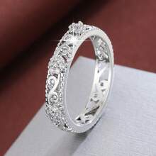 1枚优雅花卉设计立方氧化锆镶嵌女式戒指 - 彩色 - 查看 30