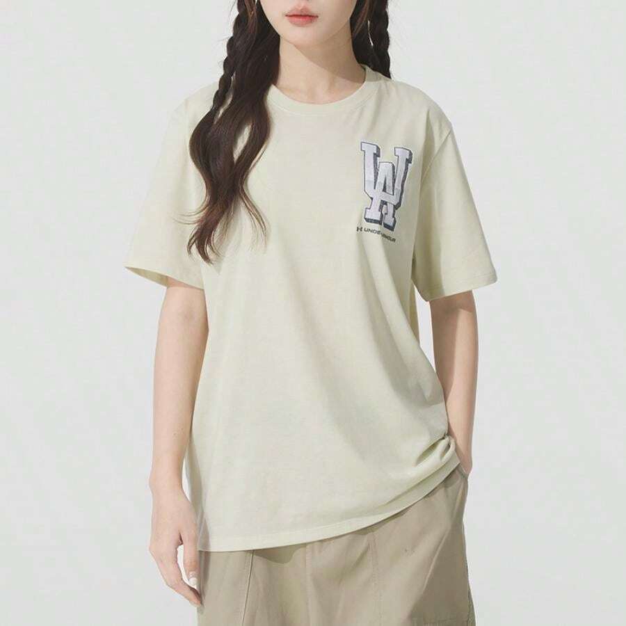 Under Armour Áo thun ngắn tay Collegiate LC OS, mềm mại và thoáng khí, thích hợp cho nữ tập luyện thể thao. - Chồn trắng xám - Xem 1