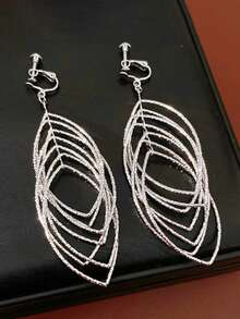 1对时尚金属多层镂空耳夹，简约线性几何吊坠耳环，适合无耳洞佩戴 - clip - 查看 10