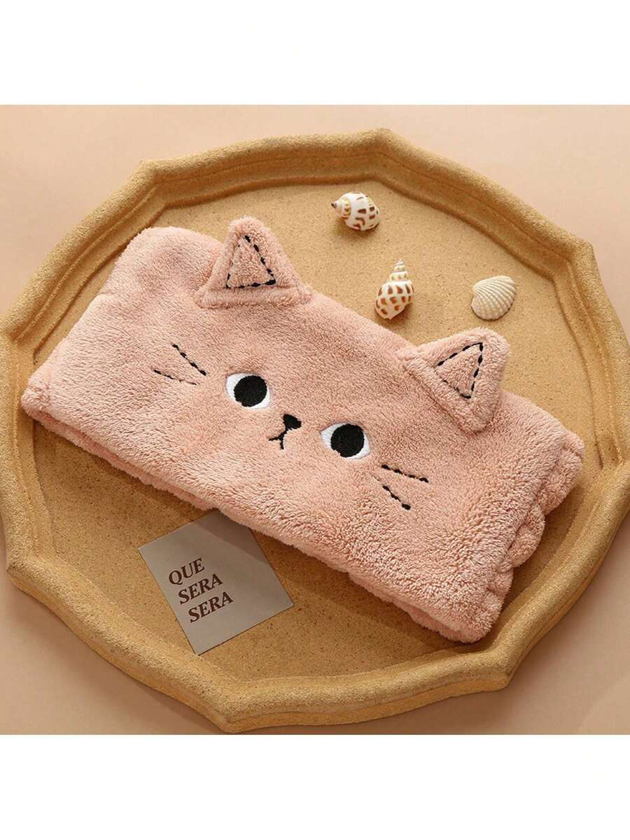 Cartoon Animal Cat Ear Headband Face Washing Headband For Girls Makeup Removal Hairband Headscarf - 櫻花粉紅 - 查看 1