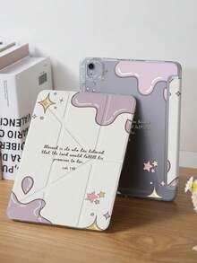 This Tablet Case Features A Fresh And Lovely Cream Drip Design With A Sweet And Minimalist Style. The Front Cover Is Made Of Premium PU Leather For A Delicate And Soft Touch, While The Back Is A Clear Acrylic Shell That Shows Off Your Tablet's Original Look With High Transparency, And Offers Great Scratch And Wear Resistance - Multicolor - View 4