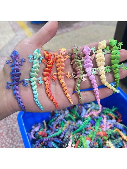 2/5/10/20个装彩色可动蜥蜴动物模型，适合用作生日礼物袋、派对填充物、课堂奖励和嘉年华奖品，颜色随机。