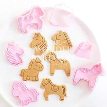 Animal Pony Cookie Cutters Cute Horse Shape Biscuit Mold Fondant Embosser PLA Cake Decorating Tools Baking Supplies - Pink - View 2