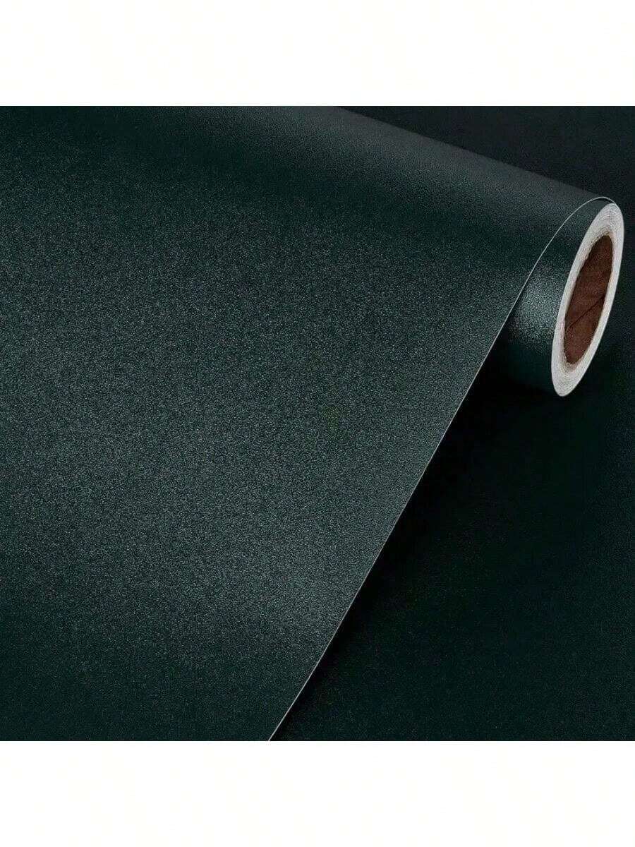 1卷深绿色自粘壁纸，尺寸为15.7英寸 x 39.3英寸/118.1英寸/196.8英寸，高品质耐油可移除乙烯基壁纸，适用于室内墙面、橱柜、浴室、厨房和家具装饰。