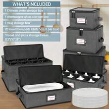 ANILD China - Juego de 6 recipientes de almacenamiento para caja de carcasa dura platos móviles vino y vasos platos tazas platillos ideales para la organización de la cocina - Gris - Ver 5