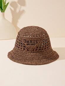 1 pieza Sombrero de paja bohemio de hombre con bordado de letra de triángulo invertido "Paris Milano" hecho a mano, adecuado para atuendo de playa y vacaciones - A - Ver 11