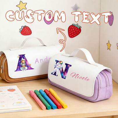 Hộp bút họa tiết chữ cái phi hành gia nhiều màu sắc có thể tùy chỉnh, hộp bút màu trơn, túi đựng văn phòng phẩm, túi đựng văn phòng phẩm có quai xách, nhiều lựa chọn màu sắc, khóa kéo, dung tích lớn, đồ dùng văn phòng phẩm, unisex, thích hợp cho trường học, văn phòng và thư viện, quà tặng tùy chỉnh, quà tặng Ngày của Mẹ, quà tặng tựu trường, quà cưới, quà sinh nhật, quà kỷ niệm, thích hợp cho gia đình, người yêu và bạn bè.