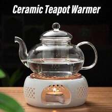Ấm trà và dụng cụ giữ ấm thức ăn, ấm trà gốm sứ, dụng cụ giữ ấm nến, ấm trà gốm sứ đáy lõm tiện dụng đa chức năng cho gia đình, văn phòng và quán cà phê. - trắng - Xem 6