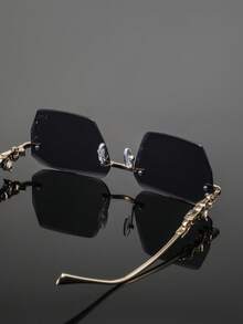 1 Pair Men's Metal Square Rimless Cut-Edge Glasses, Luxury Elegant Classic Business Casual Style, Fashion Eyewear - Multicolor - View 10