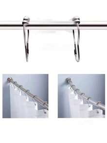 12pcs Anti-Rust Nickel Shower Curtain Rings, Durable Metal Hooks Suitable For Bathroom Shower Rod, Metal Material - Silver - View 5