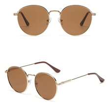 1pc Lady's Metal Frame Round Eyeglass Frame, Stylish And Retro Style - Brown - View 4