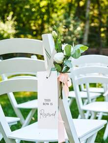 12pcs Elegant Wedding Seat & Row Number Signs With Ribbon, B2, C3 Labels For Ceremony Seating, Portable Paper Seat Map, Suitable For Wedding, Event, Party, With Numbering - Multicolor - View 1