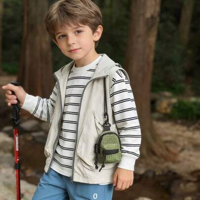 1pc Unisex Plaid Nylon Zipper Closure Casual Mini Crossbody Bag, Coin Purse, Neck Pouch, Small Outdoor Bag, Key Holder, Suitable For All Seasons Daily Use