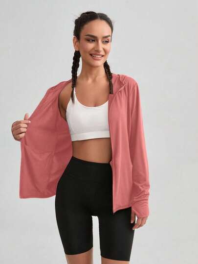 UPF50+ Ultra-Thin Women's Long Sleeve Lightweight Sun Protection Jacket, Breathable Outdoor Sports Windbreaker