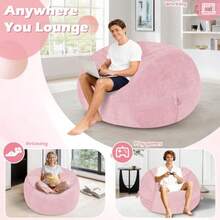 HABUTWAY - Puf grande de 3 pies con relleno de espuma viscoelástica terciopelo ultrasuave con asa portátil y funda extraíble cómodo sofá para sala de estar sin montaje color rosa - Rosa - Ver 6