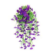 2pcs Artificial Hanging Eucalyptus Ivy Bindweed Silk Flowers, Home Wedding Outdoor Vine Wall Decor - Purple Morning Glory Vines - View 8