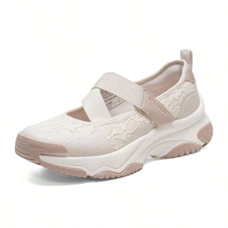 Skechers 女款休閒鞋 MOONHIKER 系列 魔鬼氈瑪麗珍粗底運動鞋 日常休閒舒適運動鞋 適合外出 177604-NAT - 自然色 - 查看 1