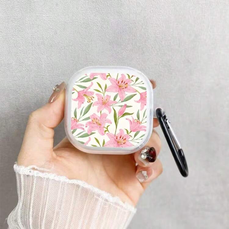 Funda con cadena para Galaxy Buds 4 Pro FE, cubierta protectora a prueba de golpes con patrón de flores transparente para Galaxy Buds 4 2 Pro/2/Pro/Live - Multicolor - Añade 12