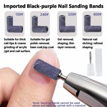 50Pcs 3mm Black Purple Nail Art Sanding Bands With Mandrel, Professional Manicure Grinding Polishing Tool For Home & Salon Use - Purple - View 1